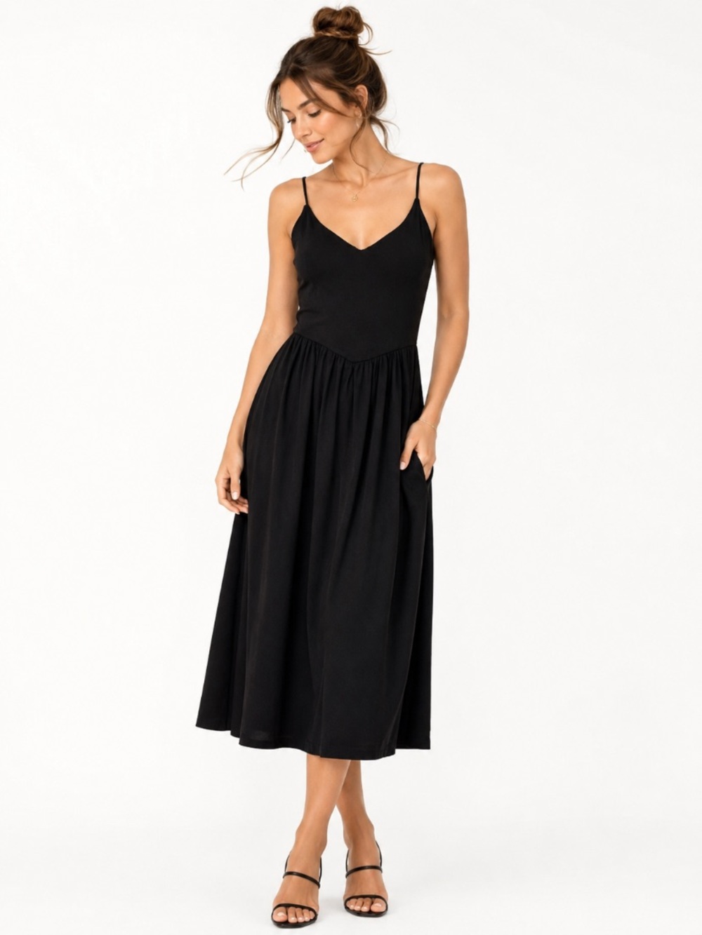 Maurices "NEW" Black V-Neck Whimsigoth Romantic Witchy Midi Dress Size M